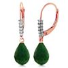 Genuine 17.75 ctw Green Sapphire Corundum & Diamond Earrings Jewelry 14KT Rose Gold - REF-41V6W