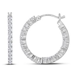 1.47 CTW Diamond Single Row Hoop Earrings 14KT White Gold - REF-112W5K