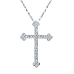 0.20 CTW Diamond Gothic Cross Pendant 10KT White Gold - REF-16W4K