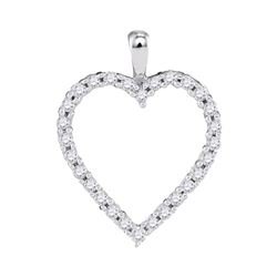 0.25 CTW Diamond Heart Outline Pendant 10KT White Gold - REF-20M9H