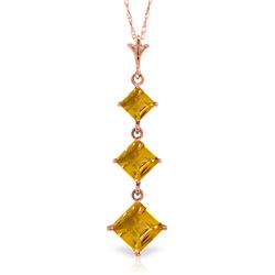 Genuine 2.4 ctw Citrine Necklace Jewelry 14KT Rose Gold - REF-29H7X