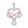 Image 1 : 0.12 CTW Diamond Heart Infinity Pendant 10KT Two-tone Gold - REF-14X9Y