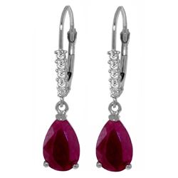 Genuine 3.15 ctw Ruby & Diamond Earrings Jewelry 14KT White Gold - REF-52X3M