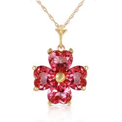 Genuine 3.8 ctw Pink Topaz Necklace Jewelry 14KT Yellow Gold - REF-43Z2N