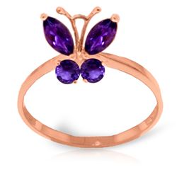 Genuine 0.60 ctw Amethyst Ring Jewelry 14KT Rose Gold - REF-28M9T