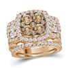 3.01 CTW Brown Diamond Cluster Bridal Engagement Ring 14KT Rose Gold - REF-322M4H