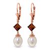 Genuine 9.5 ctw Pearl & Garnet Earrings Jewelry 14KT Rose Gold - REF-24P4H