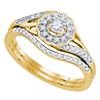 0.25 CTW Diamond Flower Floral Bridal Wedding Engagement Ring 10KT Yellow Gold - REF-37K5W