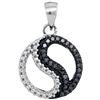 0.10 CTW Black Color Diamond Ying Yang Circle Pendant 10KT White Gold - REF-8M9H