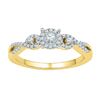 0.25 CTW Diamond Solitaire Halo Bridal Engagement Ring 10KT Yellow Gold - REF-25F4N