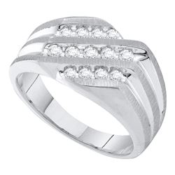 0.50 CTW Mens Diamond Ring 10KT White Gold - REF-41K9W