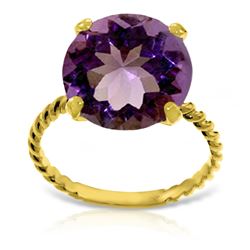 Genuine 5.5 ctw Amethyst Ring Jewelry 14KT Yellow Gold - REF-37Y2F