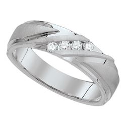 0.16 CTW Mens Diamond Channel-set Anniversary Ring 10KT White Gold - REF-41X9Y