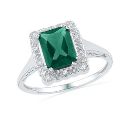 1.81 CTW Emerald Created Emerald Solitaire Ring 10KT White Gold - REF-20X9Y