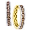 Image 1 : 1.01 CTW Cognac-brown Color Diamond Hoop Earrings 14KT Yellow Gold - REF-75H2M