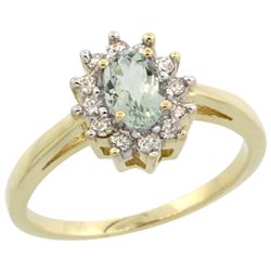 Natural 0.67 ctw Green-amethyst & Diamond Engagement Ring 14K Yellow Gold - REF-48K6R