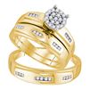 Image 1 : 0.30 CTW His & Hers Diamond Cluster Matching Bridal Ring 10KT Yellow Gold - REF-41W3K