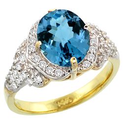 Natural 2.92 ctw london-blue-topaz & Diamond Engagement Ring 14K Yellow Gold - REF-103Y2X