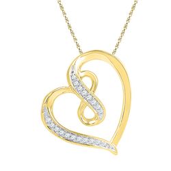 0.06 CTW Diamond Heart Infinity Pendant 10KT Yellow Gold - REF-8F9N