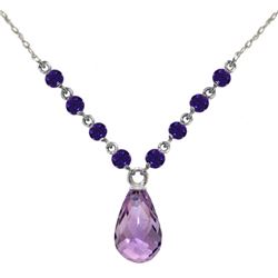 Genuine 11.50 ctw Amethyst Necklace Jewelry 14KT White Gold - REF-34Z7N