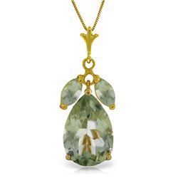 Genuine 6.5 ctw Green Amethyst Necklace Jewelry 14KT Yellow Gold - REF-38W6Y