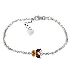 Genuine 0.60 ctw Garnet & Citrine Bracelet Jewelry 14KT White Gold - REF-41W6Y