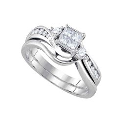 0.50 CTW Diamond Princess Bridal Engagement Ring 14KT White Gold - REF-71K3W