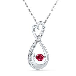 0.30 CTW Created Ruby Moving Twinkle Solitaire Infinity Pendant 10KT White Gold - REF-14H9M