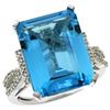 Natural 12.14 ctw Swiss-blue-topaz & Diamond Engagement Ring 10K White Gold - REF-53V2F