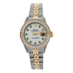 Rolex Pre-owned 26mm Womens Custom White Mother of Pearl Two Tone - REF-530X3K