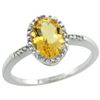 Image 1 : Natural 1.2 ctw Citrine & Diamond Engagement Ring 14K White Gold - REF-23Z2Y