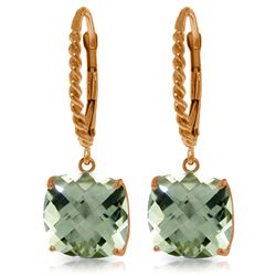 Genuine 7.2 ctw Green Amethyst Earrings Jewelry 14KT Rose Gold - REF-42T7A