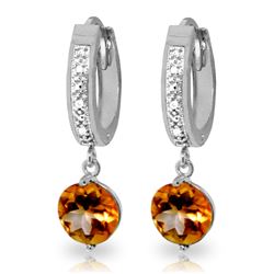 Genuine 2.53 ctw Citrine & Diamond Earrings Jewelry 14KT White Gold - REF-54M6T