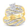 Image 1 : 0.25 CTW His & Hers Diamond Cluster Matching Bridal Ring 14KT Yellow Gold - REF-44Y9X