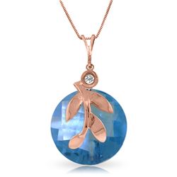 Genuine 5.32 ctw Blue Topaz & Diamond Necklace Jewelry 14KT Rose Gold - REF-23V5W