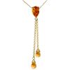 Genuine 3.75 ctw Citrine Necklace Jewelry 14KT Yellow Gold - REF-23N5R