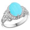 Natural 2.92 ctw turquoise & Diamond Engagement Ring 14K White Gold - REF-109W2K