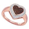 Image 1 : 0.20 CTW Red Color Diamond Halo Heart Cluster Ring 10KT Rose Gold - REF-24Y2X