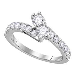 0.75 CTW Diamond 2-stone Hearts Together Bridal Ring 14KT White Gold - REF-82Y4X