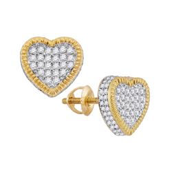 0.70 CTW Diamond Heart Rope Cluster Earrings 10KT Yellow Gold - REF-49F5N