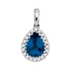 1.14 CTW Pear Blue Sapphire Solitaire Diamond Pendant 14KT White Gold - REF-97F4N