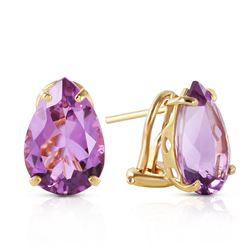 Genuine 10 ctw Amethyst Earrings Jewelry 14KT Yellow Gold - REF-50K7V