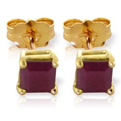 Genuine 0.80 ctw Ruby Earrings Jewelry 14KT Yellow Gold - REF-20V7W