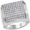 Image 1 : 1 CTW Mens Diamond Domed Square Cluster Ring 10KT White Gold - REF-64M4H