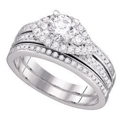 1 CTW Diamond Bridal Wedding Engagement Ring 14KT White Gold - REF-240W2K