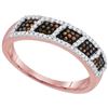 Image 1 : 0.33 CTW Red Color Diamond Square Cluster Ring 10KT Rose Gold - REF-30M2H