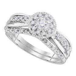 0.31 CTW Diamond Halo Bridal Engagement Ring 10KT White Gold - REF-52F4N