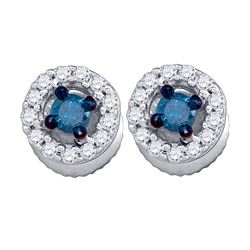 0.29 CTW Blue Color Diamond Stud Earrings 10KT White Gold - REF-18W2K