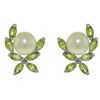Genuine 3.25 ctw Pearl & Peridot Earrings Jewelry 14KT White Gold - REF-30R2P
