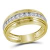 0.50 CTW Mens Diamond Milgrain Ridged Wedding Anniversary Ring 10KT Yellow Gold - REF-48M7H